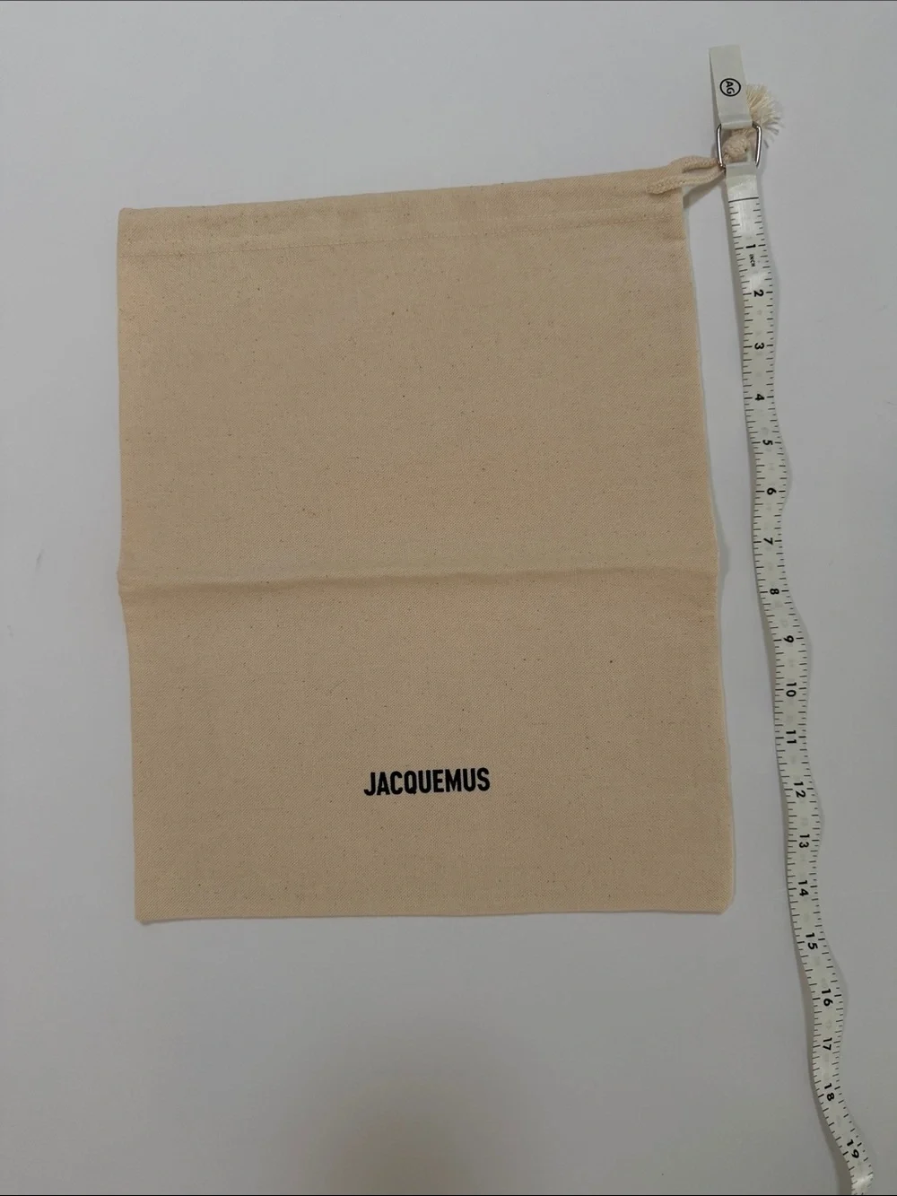 Jacquemus Natural Canvas Drawstring Pouch with Black Logo